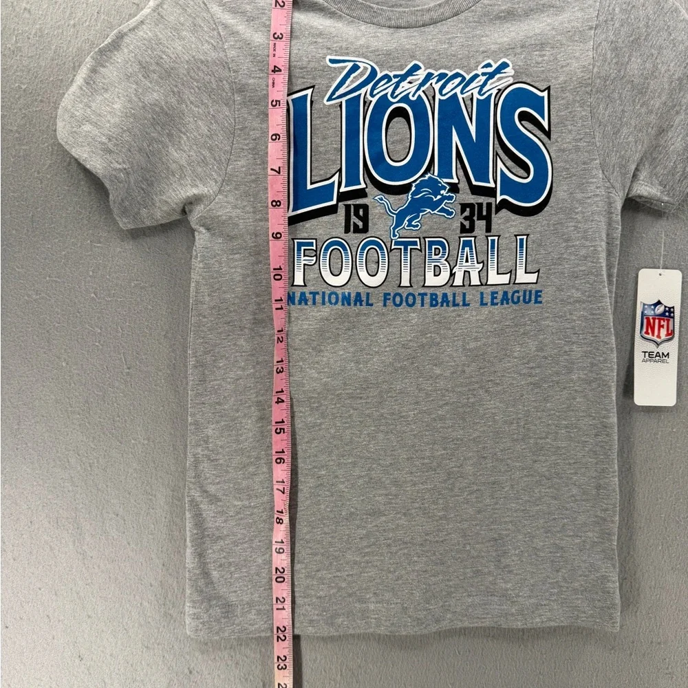 Detroit Lions Graphic‎ T Shirt Youth S 6/7 Gray Blue NFL Apparel Football 1934